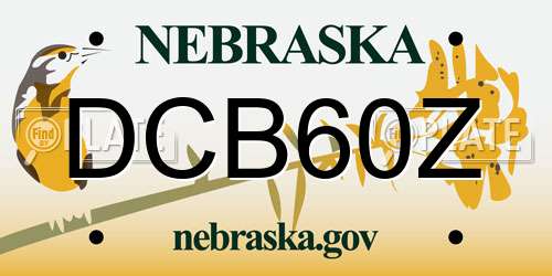 DCB60Z Nebraska License Plate