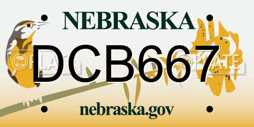DCB667 Nebraska License Plate