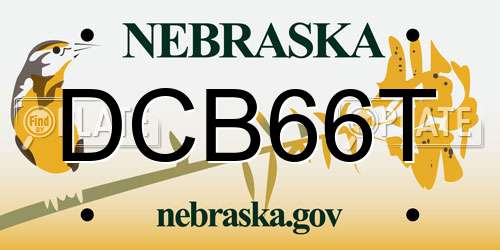 DCB66T Nebraska License Plate