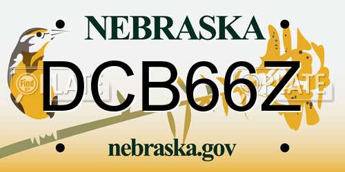 DCB66Z Nebraska License Plate