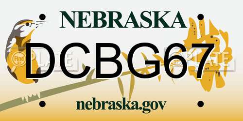 DCBG67 Nebraska License Plate