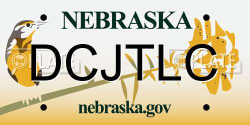 DCJTLC Nebraska License Plate