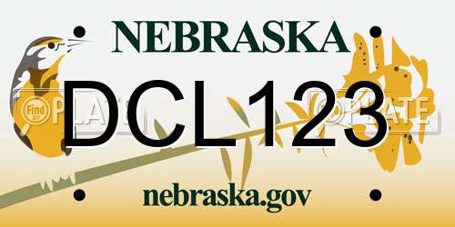 DCL123 Nebraska License Plate