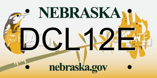 DCL12E Nebraska License Plate