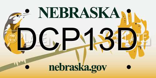 DCP13D Nebraska License Plate
