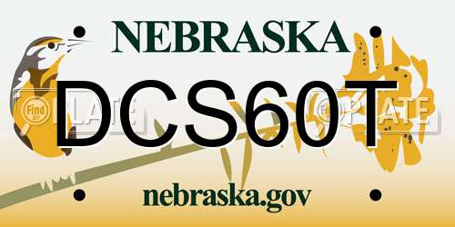 DCS60T Nebraska License Plate