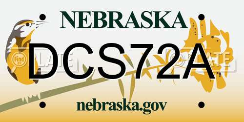 DCS72A Nebraska License Plate