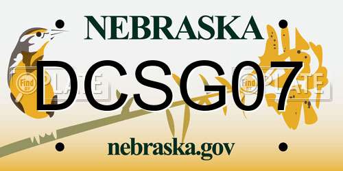 DCSG07 Nebraska License Plate