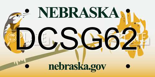 DCSG62 Nebraska License Plate