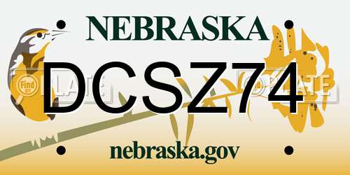 DCSZ74 Nebraska License Plate