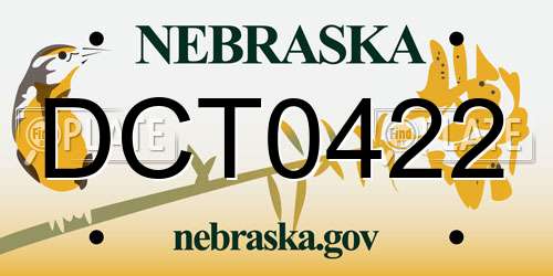 DCT0422 Nebraska License Plate