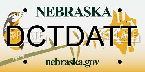 DCTDATT Nebraska License Plate