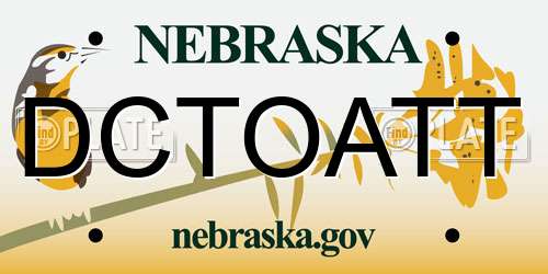 DCTOATT Nebraska License Plate