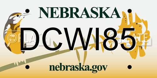 DCWI85 Nebraska License Plate