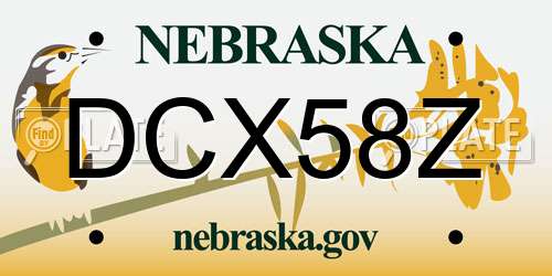 DCX58Z Nebraska License Plate