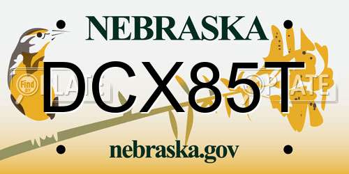 DCX85T Nebraska License Plate