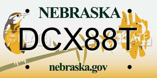 DCX88T Nebraska License Plate