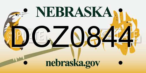 DCZ0844 Nebraska License Plate