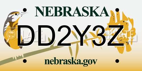 DD2Y3Z Nebraska License Plate