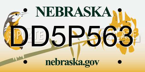 DD5P563 Nebraska License Plate