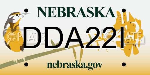 DDA22I Nebraska License Plate
