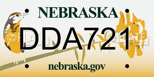 DDA721 Nebraska License Plate