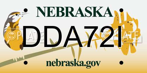 DDA72I Nebraska License Plate
