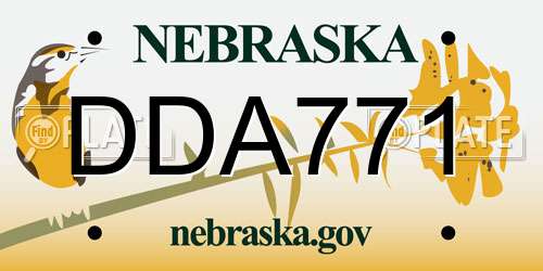 DDA771 Nebraska License Plate