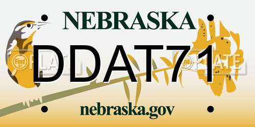 DDAT71 Nebraska License Plate