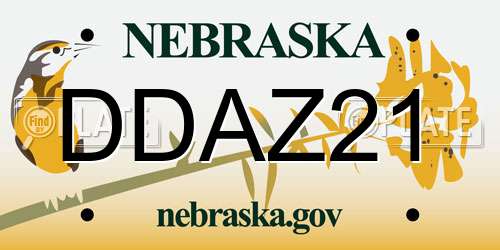 DDAZ21 Nebraska License Plate