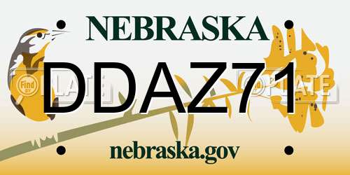 DDAZ71 Nebraska License Plate