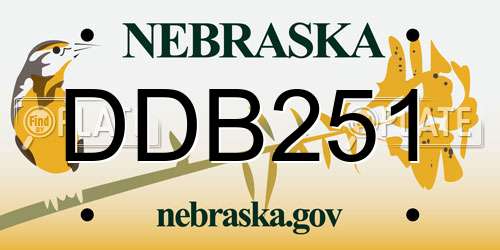 DDB251 Nebraska License Plate