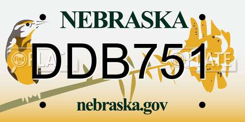 DDB751 Nebraska License Plate