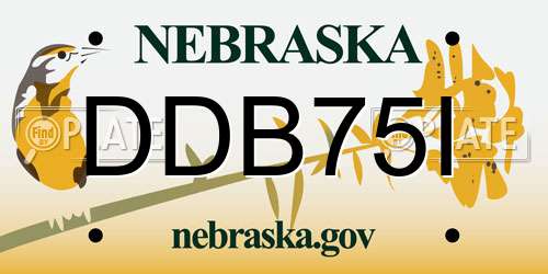 DDB75I Nebraska License Plate