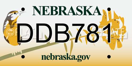 DDB781 Nebraska License Plate