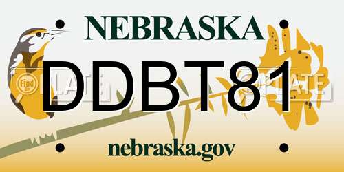 DDBT81 Nebraska License Plate