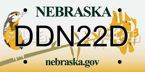 DDN22D Nebraska License Plate