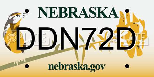 DDN72D Nebraska License Plate