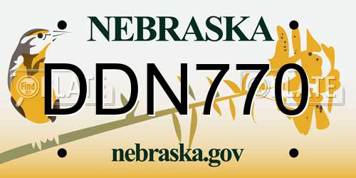 DDN770 Nebraska License Plate