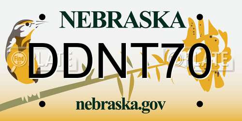 DDNT70 Nebraska License Plate