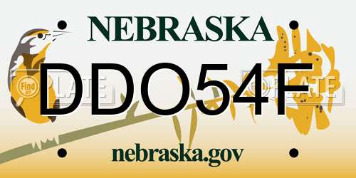 DDO54F Nebraska License Plate