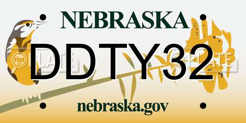 DDTY32 Nebraska License Plate