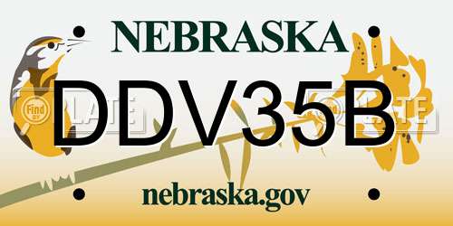 DDV35B Nebraska License Plate