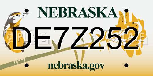 DE7Z252 Nebraska License Plate
