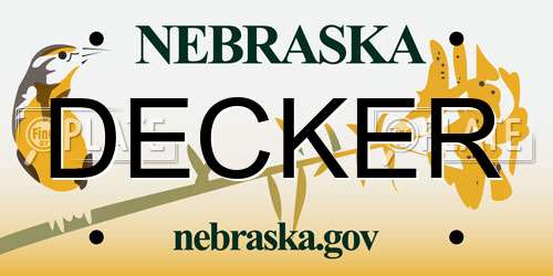 DECKER Nebraska License Plate