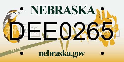DEE0265 Nebraska License Plate