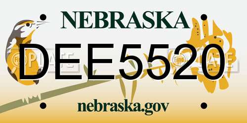 DEE5520 Nebraska License Plate