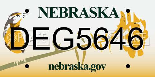 DEG5646 Nebraska License Plate
