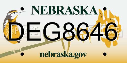 DEG8646 Nebraska License Plate