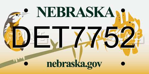 DET7752 Nebraska License Plate